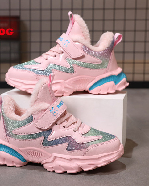 Adidași pentru fete cu căptușeală caldă și efect strălucitor