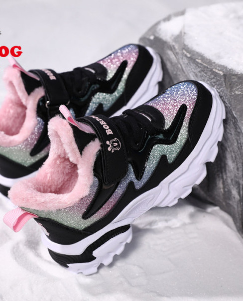 Adidași pentru fete cu căptușeală caldă și efect strălucitor