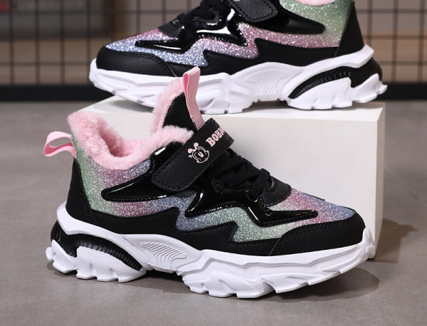 Adidași pentru fete cu căptușeală caldă și efect strălucitor