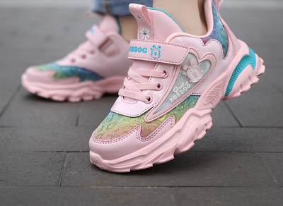 Odiniai vaikiški sportbačiai mergaitėms su aplikacija ir užrašu