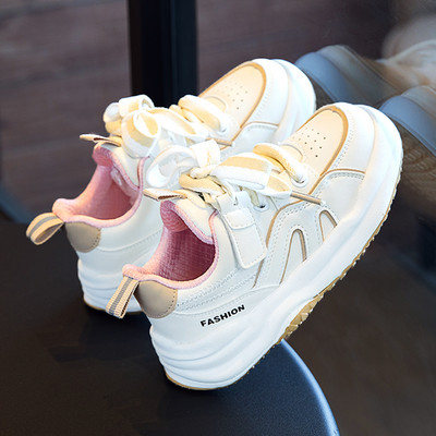 Kožne tenisice na vezanje za djevojčice s ravnim potplatom