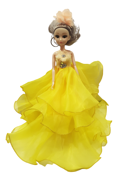 Кукла Ahelos, Принцеса, Жълта рокля, Без кутия, 34 см.