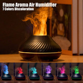 Led Night Lights Aroma difuzorius Simuliacinė liepsna 130ml Oro drėkintuvas USB Tylus Aromaterapinis Difuzorius Miegamojo biuro purkštukas