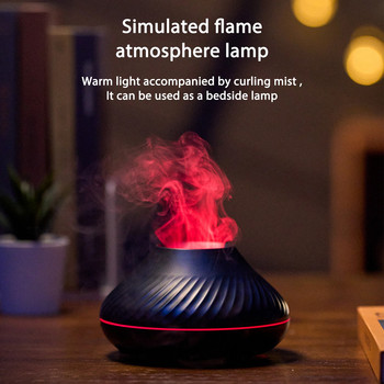 Led Night Lights Aroma Diffuser Simulation Flame 130ml Υγραντήρας Αέρα USB Quiet Aromatherapy Diffuser Sprayer for Bedroom Office