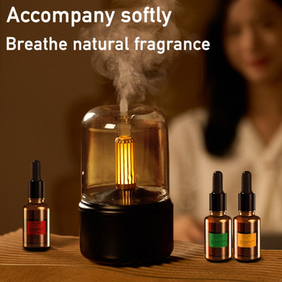 Retro gyertyafényes aroma diffúzor párásító USB légbefúvó 120 ml Cool Mist készítő Fogger illóolajok befúvó éjszakai fény