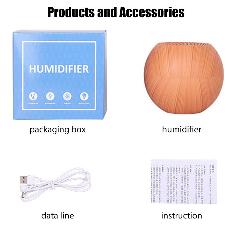 Mini légpárásító ultrahangos USB aromadiffúzor faszemcsés LED éjszakai fény elektromos illóolaj diffúzor aromaterápia főoldal