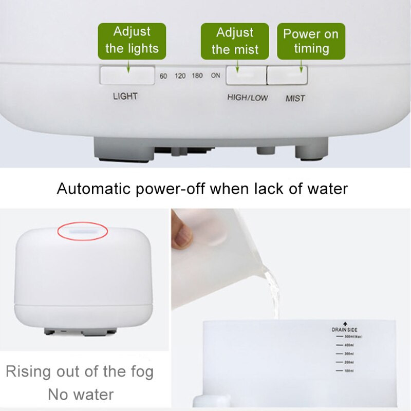 Légpárásító Illóolaj Diffúzor 300ML Ultrahangos Cool Mist Maker Fogger Párásító LED Lámpa Aroma Diffúzor Elektromos Ajándék