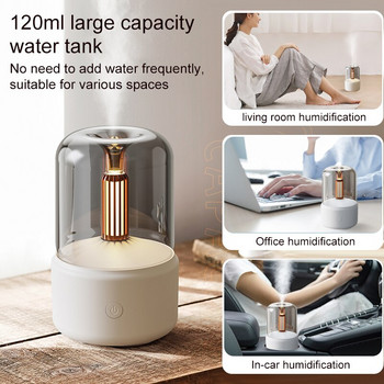 Φορητός διαχύτης αρωματοθεραπείας Electric Mini USB Air Humidifier with Imitation Candle Night Light Home Cool Mist Maker Fogger