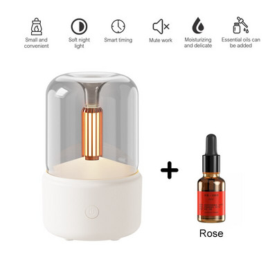 Difuzor portabil de aromoterapie Mini umidificator de aer electric USB cu imitație de lumânare Lumină de noapte Aparat pentru ceață rece Fogger