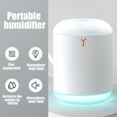Бял мини овлажнител за въздух, дифузор за ароматни етерични масла с романтична лампа, USB машина за мъгла, ароматерапевтични овлажнители за домашна лампа