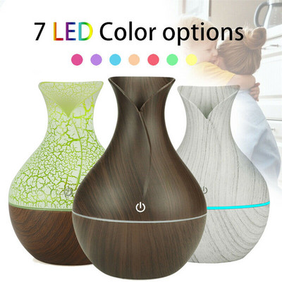 130ml Led υγραντήρας διαχύσεως αιθέριων ελαίων Usb Wood Grain Air Aroma Essential Oil Diffuser LED Aroma Aromatherapy Humidifier