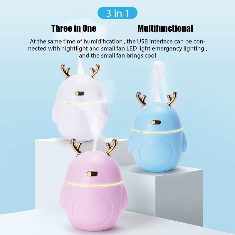 3 az 1-ben Mini aranyos párásító 220 ml USB Creative Air Aroma Diffúzor Illóolaj Diffúzor Otthoni Hálószoba Autó Cool Mist Permetező