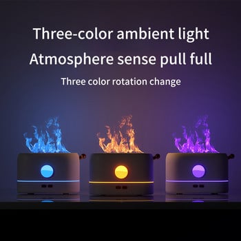 2022 НОВ 3 цвята Арома дифузор Овлажнител на въздуха Ултразвуков охладител за мъгла Fogger Led Етерично масло Пламък Лампа Дифузор за дома