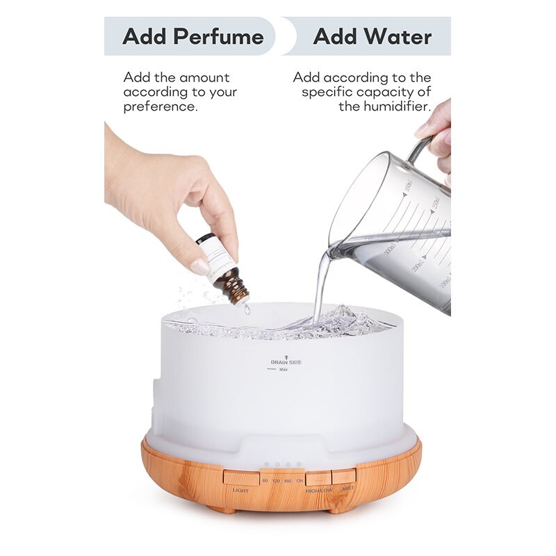 Elektrinis oro drėkintuvas 300ml LED eterinių aliejų difuzorius Ultragarsinis Cool Mist Maker Fogger USB Home Cool Mist Purkštukas