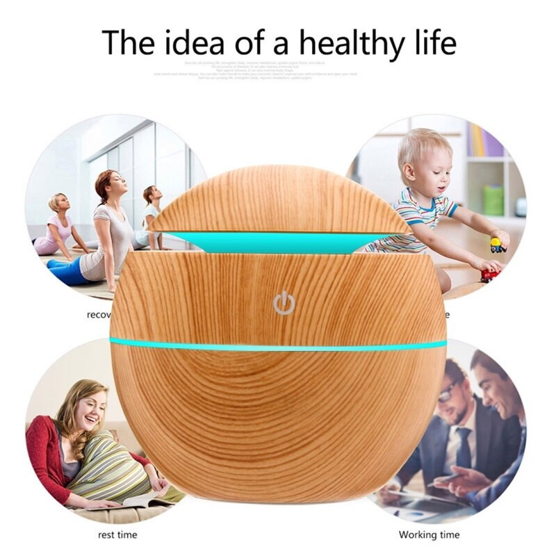 Párásító Elektromos Légaroma Diffúzor Fa Ultrahangos 130ML Légpárásító Illóolajos Aromaterápiás Cool Mist Készítő otthonra
