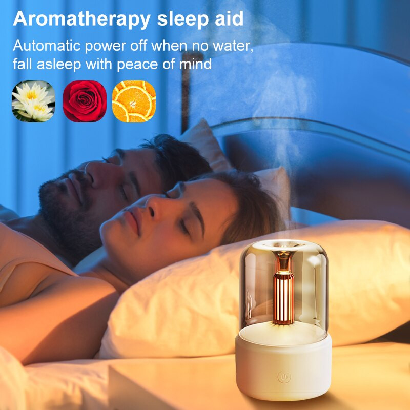 120ml Gyertyafényes Aroma Diffúzor Légpárásító Romantikus Fény Hordozható Illóolajok Diffúzor Köd Készítő Fogger Tisztító Kezdőlap