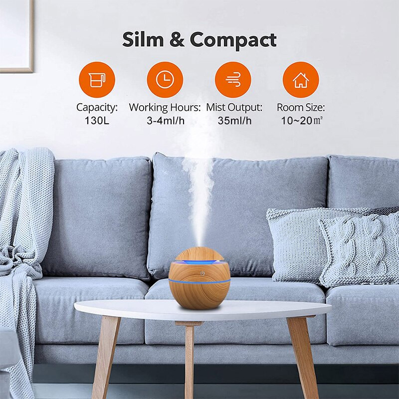 130 ml-es hordozható intelligens párásító otthoni illatolajhoz USB Aroma diffúzor ködkészítő csendes diffúzor gép otthoni autóhoz