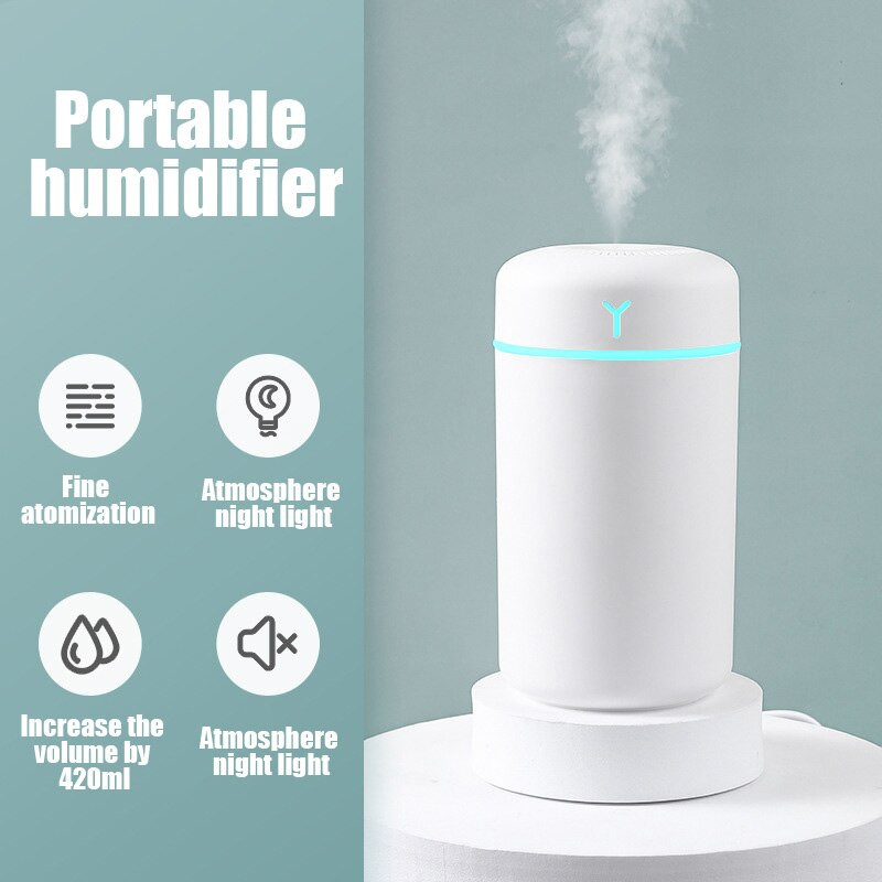2022 új mini légpárásító aroma illóolaj diffúzor hordozható párásító otthoni autós USB-hez LED éjszakai lámpával