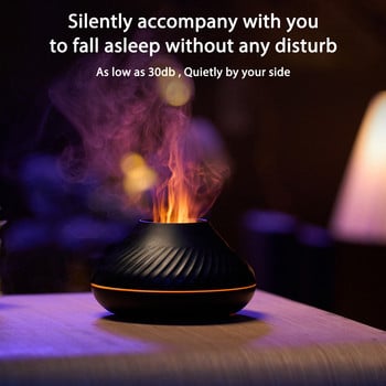 Led Night Lights Aroma Diffuser Simulation Flame 130ml Υγραντήρας αέρα USB Quiet Aromatherapy Diffuser Sprayer για γραφείο υπνοδωματίου