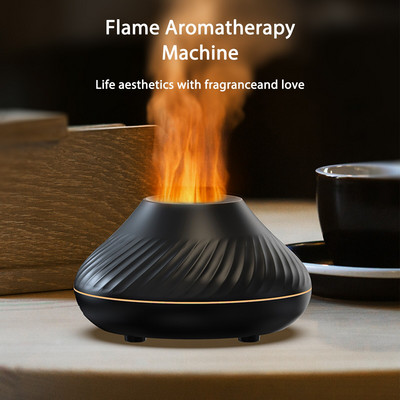 Led Night Lights Aroma Diffuser Simulation Flame 130ml Υγραντήρας αέρα USB Quiet Aromatherapy Diffuser Sprayer για γραφείο υπνοδωματίου