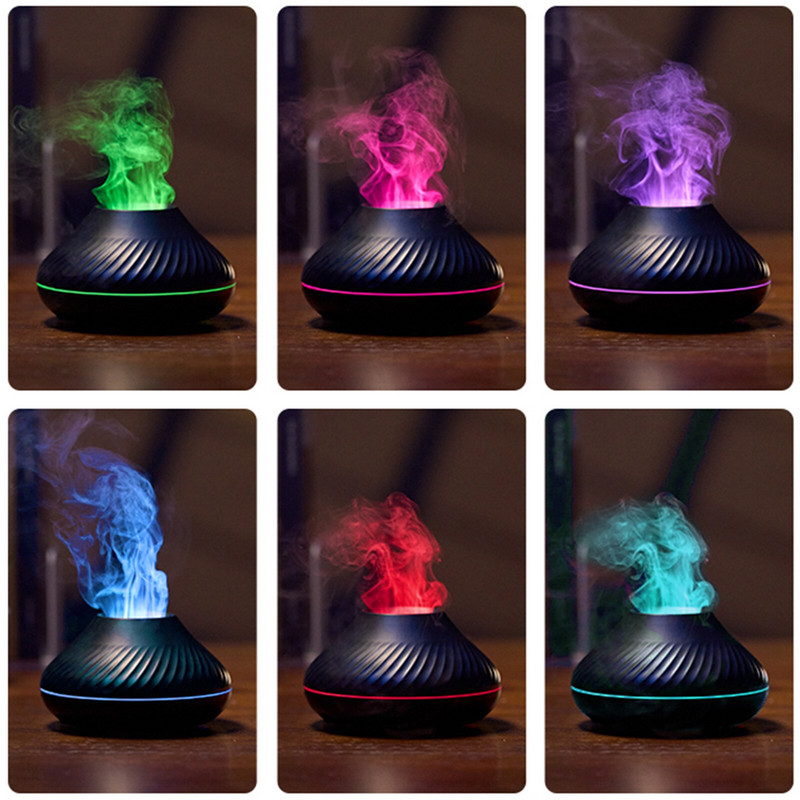 Led Night Lights aromadiffúzor szimulációs láng 130ml légpárásító USB csendes aromaterápiás diffúzor hálószobairodához