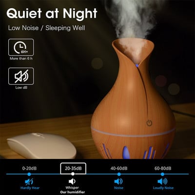 Vase Wood Grain Ultrasonic Mist Air Humidifier USB Aroma Essential Oil Diffuser Καθαριστής αρώματος αυτοκινήτου σπιτιού με φως LED