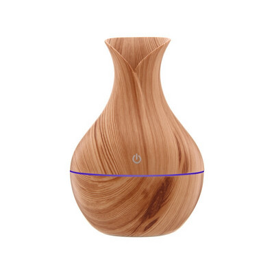 Váza Wood Grain Ultrahangos párásító légpárásító USB Aroma Illóolaj Diffúzor Otthoni Autóillattisztító LED Fénnyel