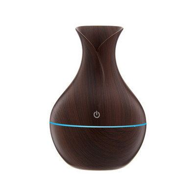 Váza Wood Grain Ultrahangos párásító légpárásító USB Aroma Illóolaj Diffúzor Otthoni Autóillattisztító LED Fénnyel