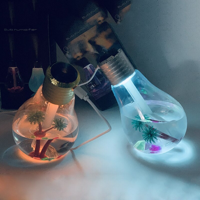 Lemputė Drėkintuvas 400ML Cool Mist Purškiklis Mute USB Aroma Eterinių aliejų difuzorius namams su spalvingu lengvo kvapo difuzoriumi