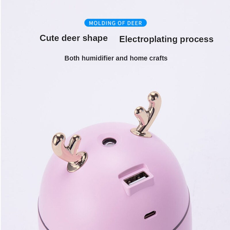 220Ml Υγραντήρας αέρα Mini Ultrasonic USB Diffuser Essential Oil Cute Purifier Aroma Anion Mist Maker για οικιακό αυτοκίνητο με λάμπα LED