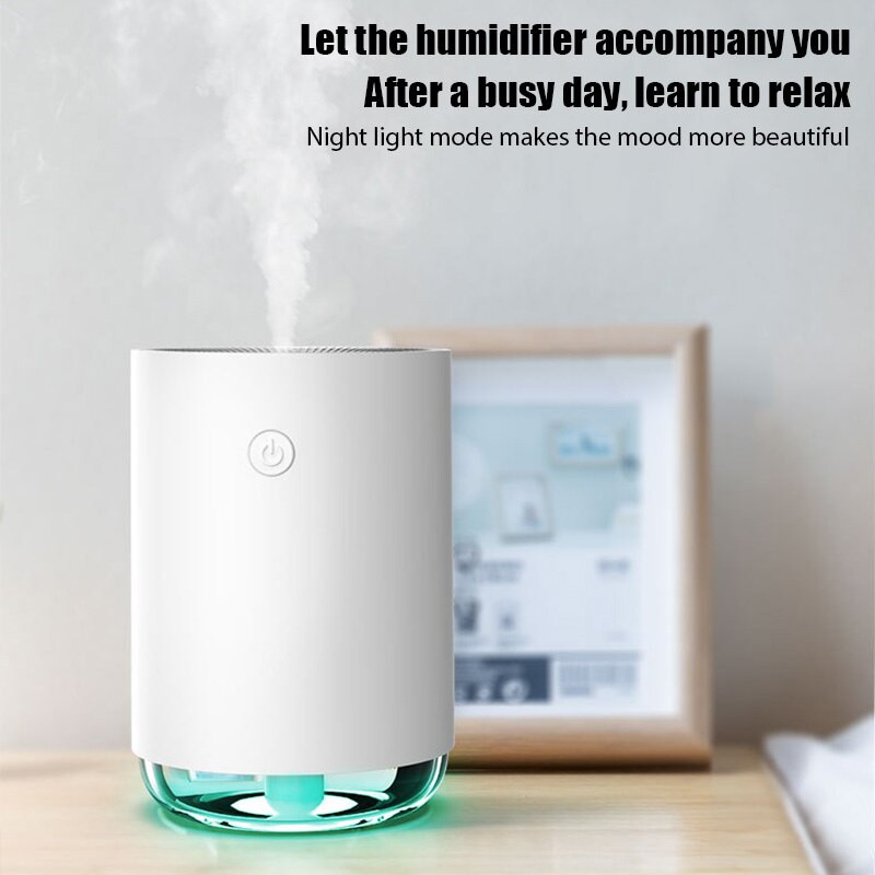 Umidificator de aer portabil de 220 ml Umidificator de ulei de aromă pentru mașină acasă Pulverizator de ceață rece USB cu purificator colorat de lumină moale de noapte