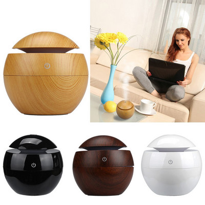 Electric Air Humidifier Essential Aroma Oil Diffuser Ultrasonic Wood Grain Humidifier Usb Home Mini Mist Maker 7 Color Led