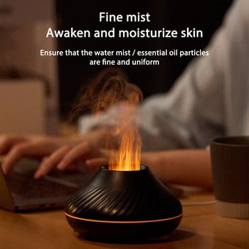 Led Night Lights Aroma Diffuser Simulation Flame 130ml Υγραντήρας Αέρα USB Quiet Aromatherapy Diffuser Sprayer for Bedroom Office