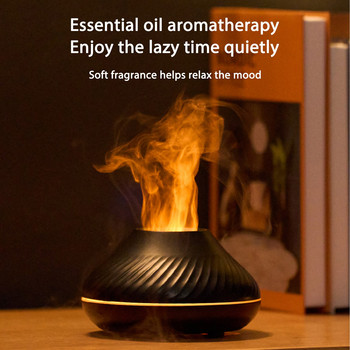 Led Night Lights Aroma Diffuser Simulation Flame 130ml Υγραντήρας Αέρα USB Quiet Aromatherapy Diffuser Sprayer for Bedroom Office