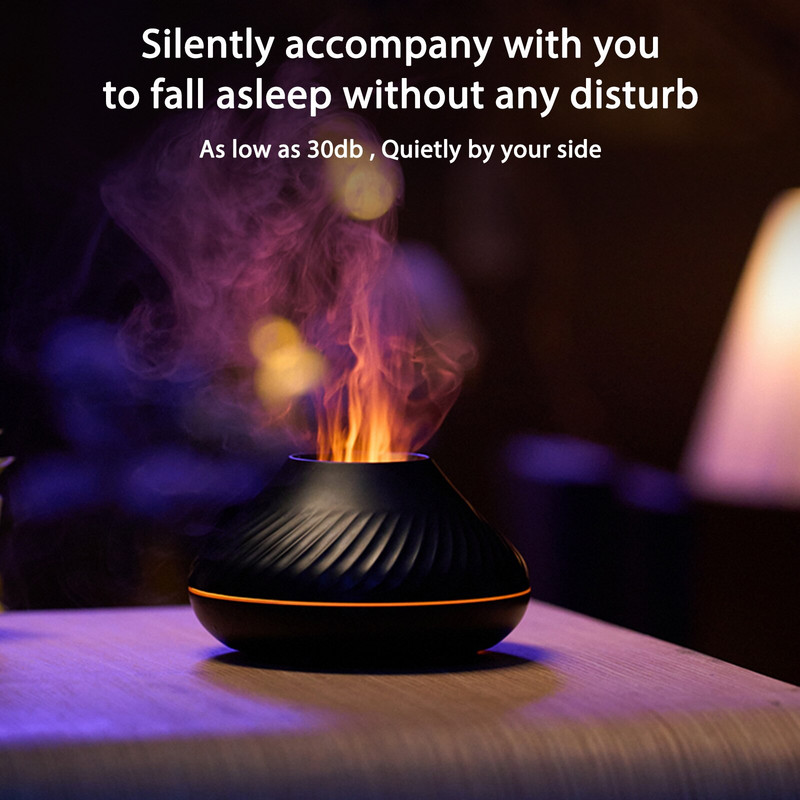Led Night Lights Aroma Diffuser Simulation Flame 130ml Υγραντήρας Αέρα USB Quiet Aromatherapy Diffuser Sprayer for Bedroom Office