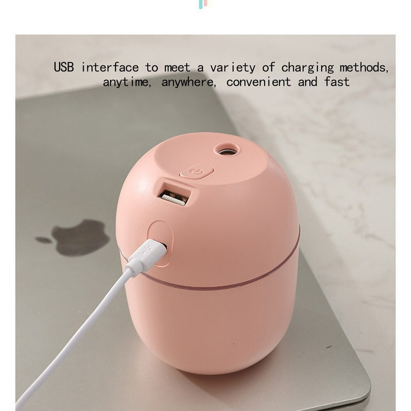 220ML Mini Portable Ultrasonic Air Humidifer Aroma Essential Oil Diffuser USB Mist Maker Aromatherapy Humidifiers for Home Car