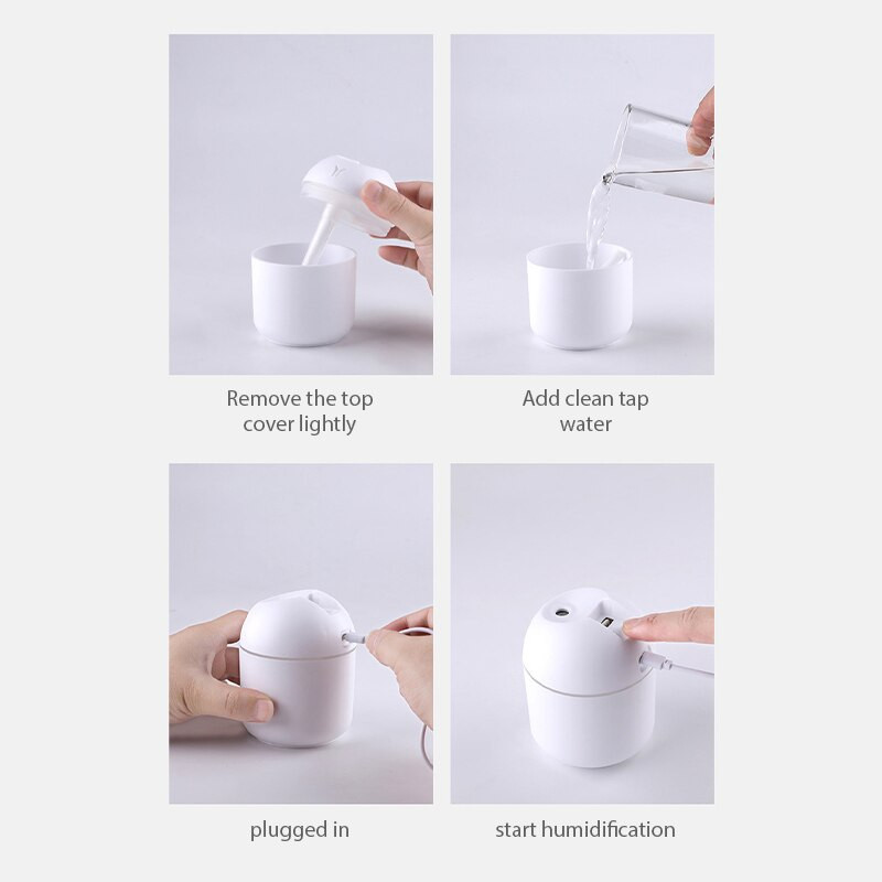 Υγραντήρας αέρα Αυτοκινήτου USB Aroma Diffuser Humidifier Home Portable Diffuser with Colorful Night Light 250ML Cool Mist Home Decor