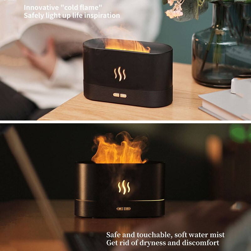 Flame Aroma Diffuser Essential Oil Lamp 130Ml USB φορητός υγραντήρας αέρα με έγχρωμο νυχτερινό άρωμα Home Diffuser