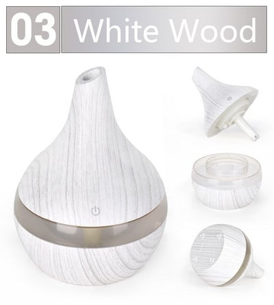 Led illóolaj diffúzor, automatikus lekapcsoló párásító USB aromaterápiás faszemcsés elektromos párásító 7 színű világítás otthonra
