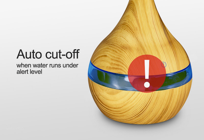 Led illóolaj diffúzor, automatikus lekapcsoló párásító USB aromaterápiás faszemcsés elektromos párásító 7 színű világítás otthonra