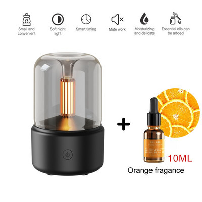 Candlelight Aroma Diffuser Electric Air Humidifier Mist Maker Portable Essential Oil Diffuser 120ml 8-12 Hours With NightLight
