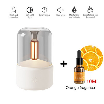 Candlelight Aroma Diffuser Electric Air Humidifier Mist Maker Portable Essential Oil Diffuser 120ml 8-12 Hours With NightLight