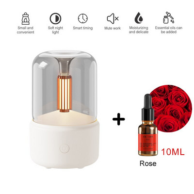 Candlelight Aroma Diffuser Electric Air Humidifier Mist Maker Portable Essential Oil Diffuser 120ml 8-12 Hours With NightLight