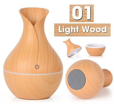300/130ML Υγραντήρας αέρα USB Electric Aroma Diffuser Mist Wood Grain Aromatherapy Oil Diffuser 7 LED Light For Car Home Office