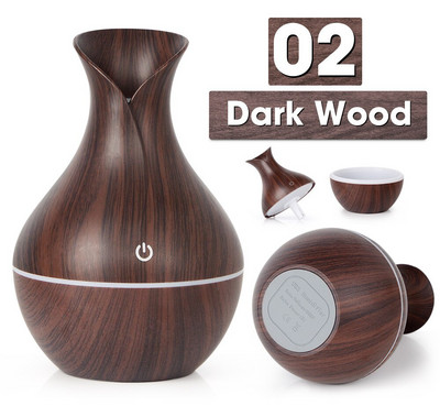 300/130ML Υγραντήρας αέρα USB Electric Aroma Diffuser Mist Wood Grain Aromatherapy Oil Diffuser 7 LED Light For Car Home Office