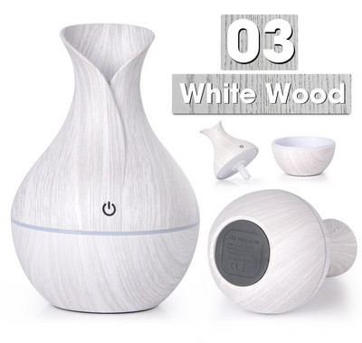 300/130ML Υγραντήρας αέρα USB Electric Aroma Diffuser Mist Wood Grain Aromatherapy Oil Diffuser 7 LED Light For Car Home Office