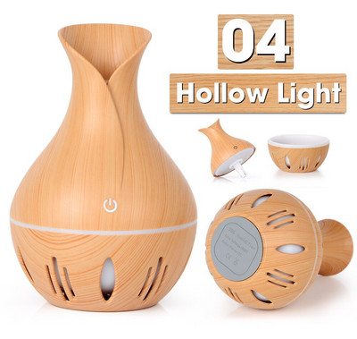 300/130ML Υγραντήρας αέρα USB Electric Aroma Diffuser Mist Wood Grain Aromatherapy Oil Diffuser 7 LED Light For Car Home Office