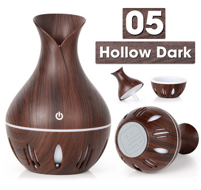 300/130ML Υγραντήρας αέρα USB Electric Aroma Diffuser Mist Wood Grain Aromatherapy Oil Diffuser 7 LED Light For Car Home Office