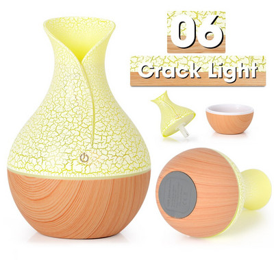 300/130ML Υγραντήρας αέρα USB Electric Aroma Diffuser Mist Wood Grain Aromatherapy Oil Diffuser 7 LED Light For Car Home Office