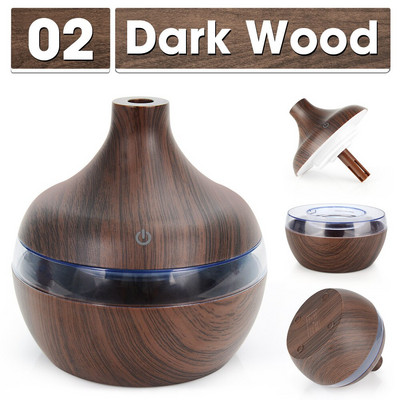 300/130ML Υγραντήρας αέρα USB Electric Aroma Diffuser Mist Wood Grain Aromatherapy Oil Diffuser 7 LED Light For Car Home Office